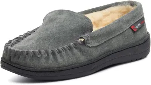 Alpine Swiss Yukon Mens Moccasin Slippers Genuine Suede Slip-On House Shoes Shearling Lining Comfy Stylish Indoor Footwear