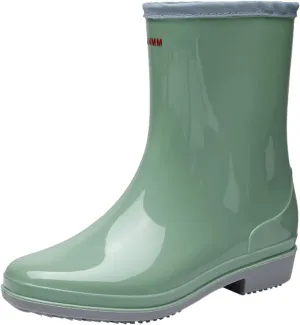 AMDBEL Rain Boots for Women,Waterproof Garden ShoesAnti-Slipping White Chelsea Rainboots for Ladies with Comfortable InsolesStylish Light Ankle rain Shoes and Outdoor Work Shoes 01