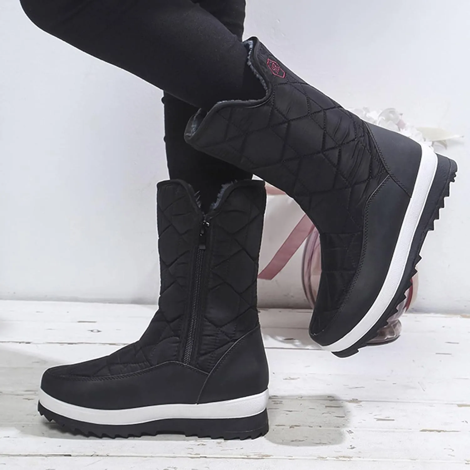 Ankle Snow Boots for Women 2023 Lightweight Women Snow Boots Calf High Women's Black Leather Winter Boots Outdoor Boots Women Brown Womens Winter Ankle Boots Wide Width