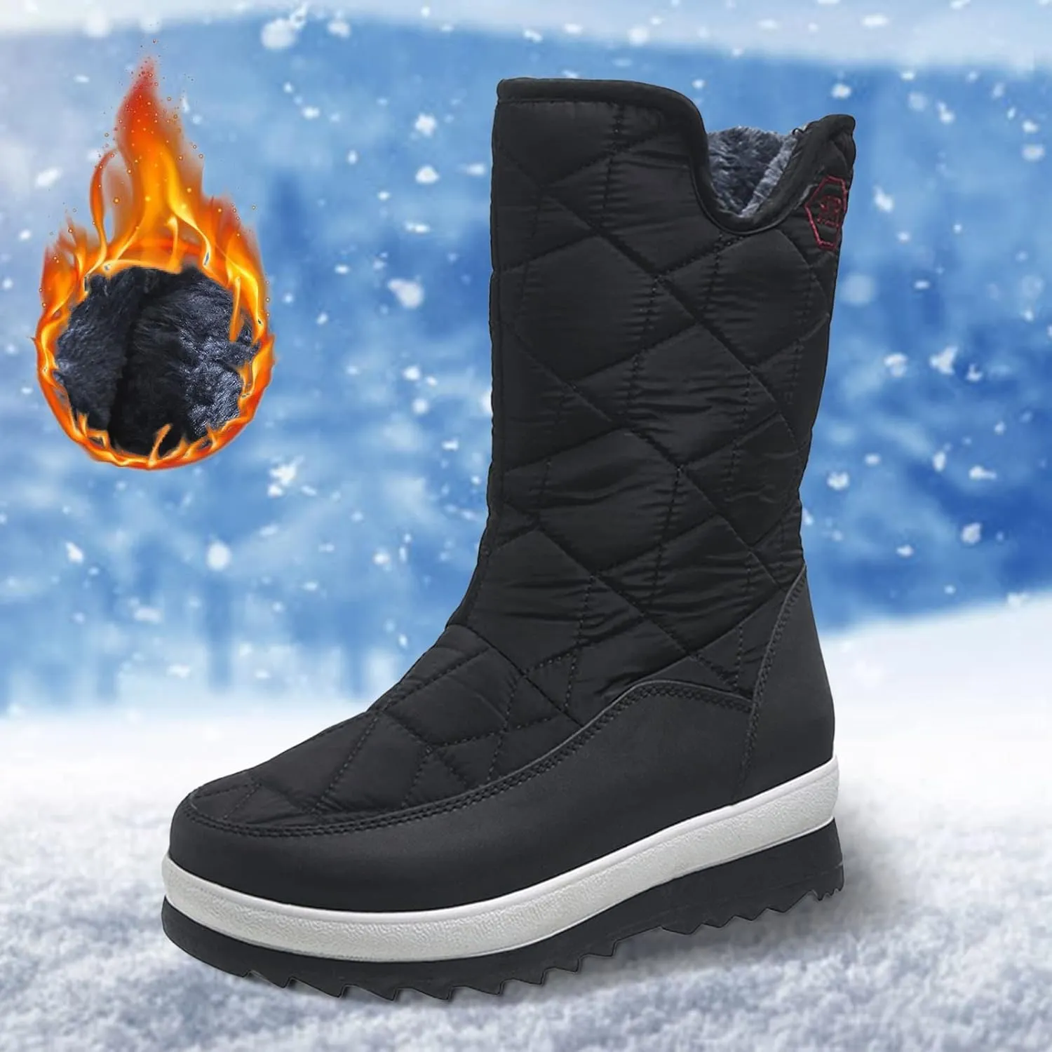 Ankle Snow Boots for Women 2023 Lightweight Women Snow Boots Calf High Women's Black Leather Winter Boots Outdoor Boots Women Brown Womens Winter Ankle Boots Wide Width