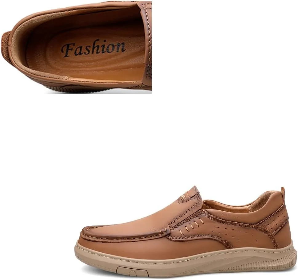 Asifn Men's Slip On Loafers Casual Leather Dressy Work Shoes Comfortable Soft Lightweight Walking Office Driving Fashion Shoes