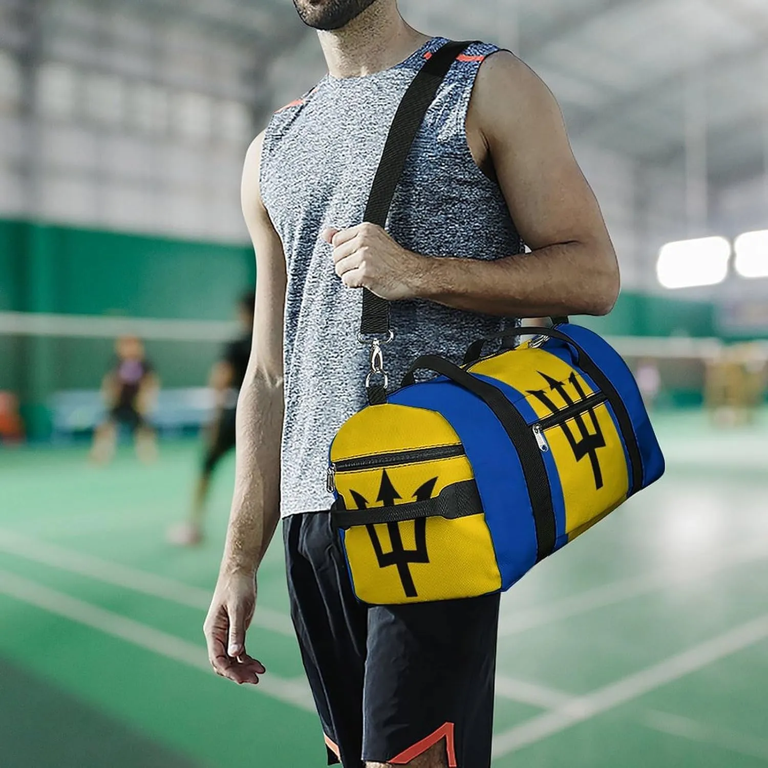 Barbados Flag Gym Bag for Boys Girls with Shoe Compartment and Wet Pocket