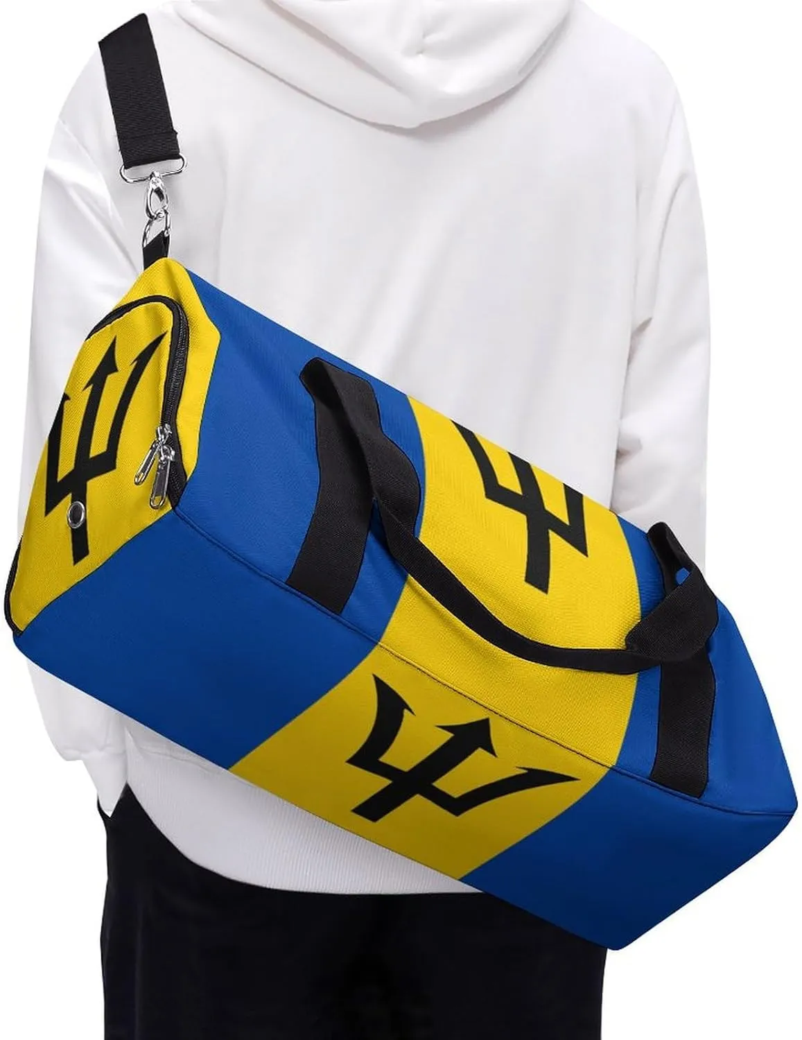 Barbados Flag Gym Bag for Boys Girls with Shoe Compartment and Wet Pocket