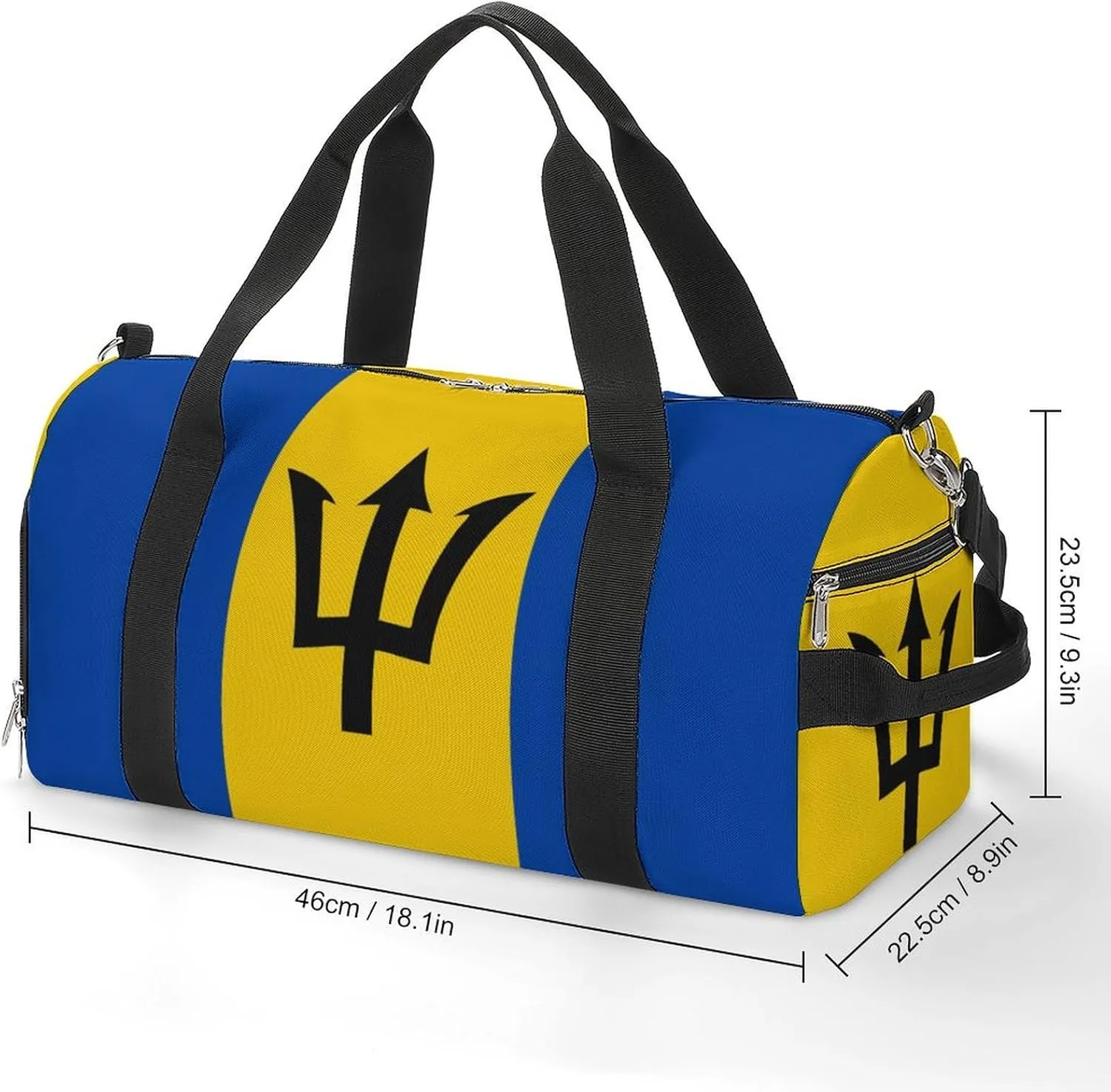Barbados Flag Gym Bag for Boys Girls with Shoe Compartment and Wet Pocket