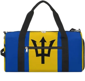 Barbados Flag Gym Bag for Boys Girls with Shoe Compartment and Wet Pocket