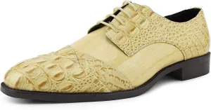Bolano Bandit, Cap Toe Oxford Dress Shoes for Men, Men's Formal Dress Shoes with Alligator Print, Croc Folded Oxfords