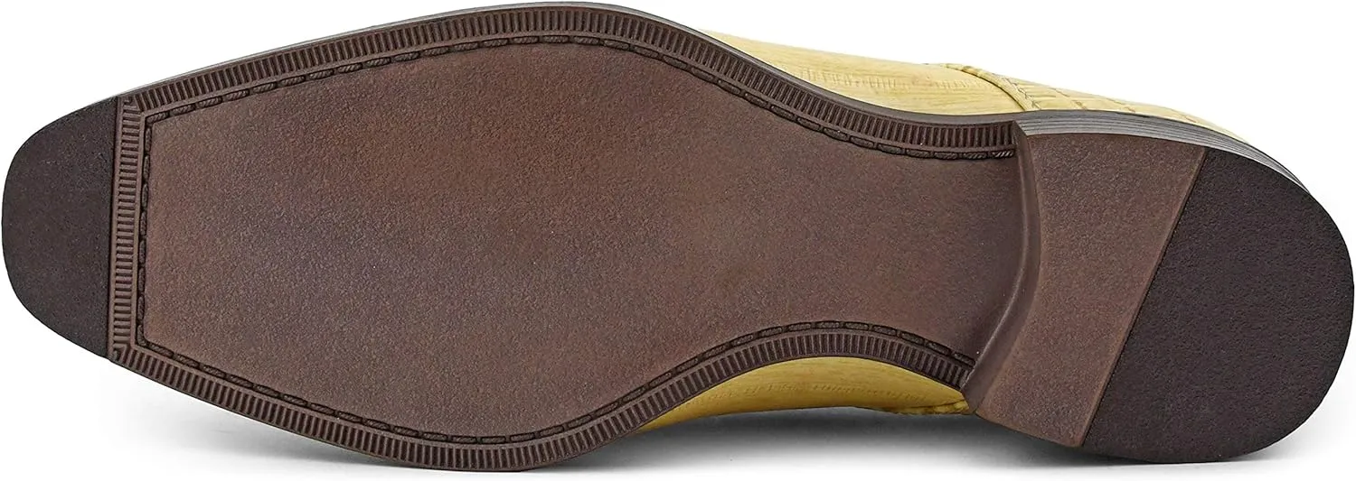 Bolano Bandit, Cap Toe Oxford Dress Shoes for Men, Men's Formal Dress Shoes with Alligator Print, Croc Folded Oxfords