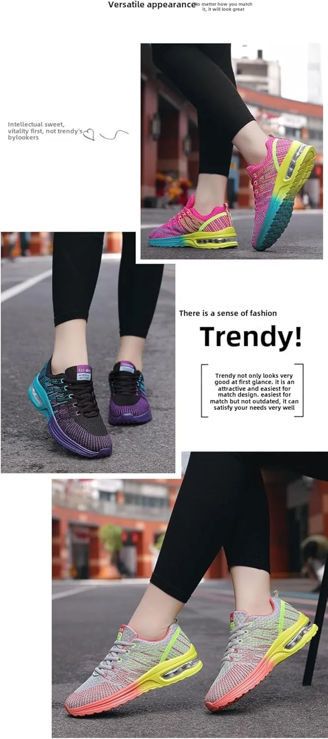 Breathable Mesh Y2K Colorful Running Sneakers for Daily Jogging with Lightweight Comfort Air Cushion Unique Multicolor Design