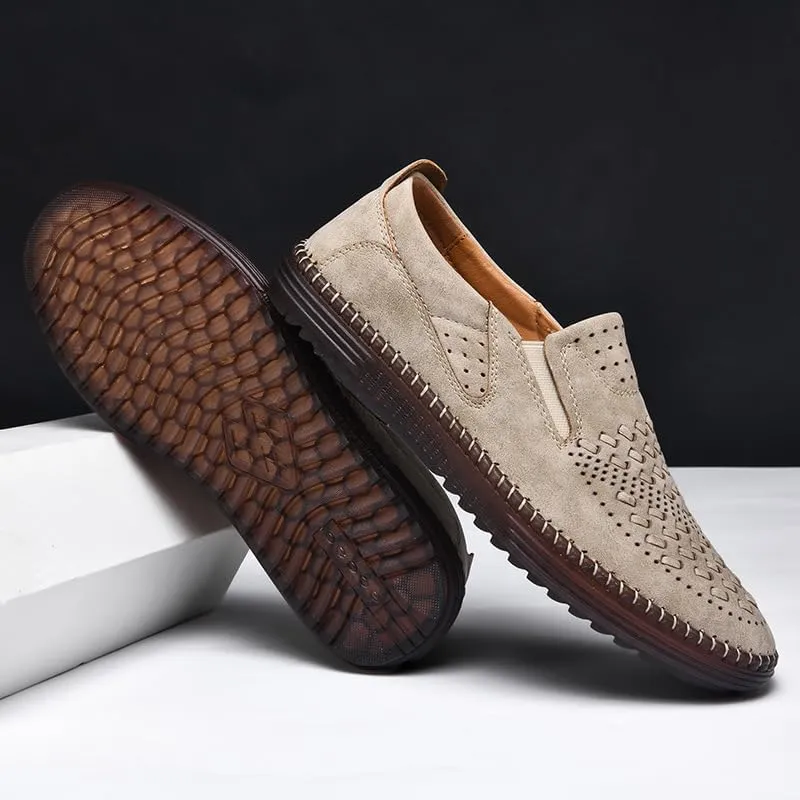 Carter James Genuine Leather Loafer Mens Comfortable Casual Slip On Loafers Lightweight Breathable Walking Shoes