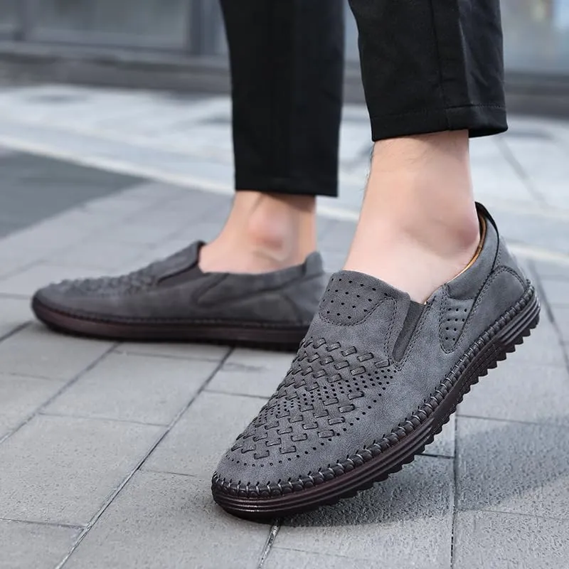 Carter James Genuine Leather Loafer Mens Comfortable Casual Slip On Loafers Lightweight Breathable Walking Shoes