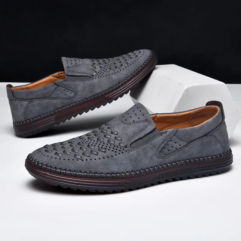 Carter James Genuine Leather Loafer Mens Comfortable Casual Slip On Loafers Lightweight Breathable Walking Shoes