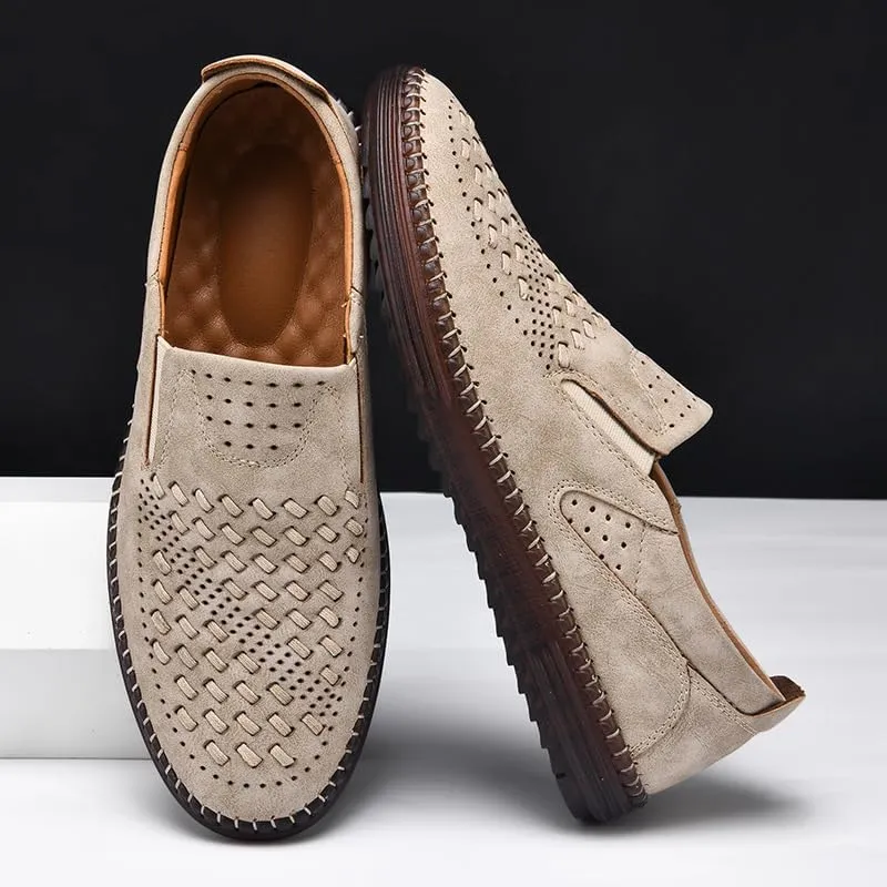 Carter James Genuine Leather Loafer Mens Comfortable Casual Slip On Loafers Lightweight Breathable Walking Shoes