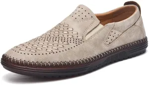 Carter James Genuine Leather Loafer Mens Comfortable Casual Slip On Loafers Lightweight Breathable Walking Shoes