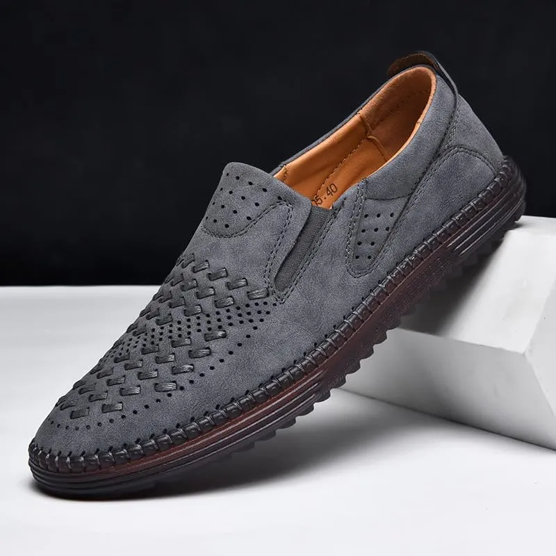 Carter James Genuine Leather Loafer Mens Comfortable Casual Slip On Loafers Lightweight Breathable Walking Shoes
