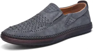 Carter James Genuine Leather Loafer Mens Comfortable Casual Slip On Loafers Lightweight Breathable Walking Shoes