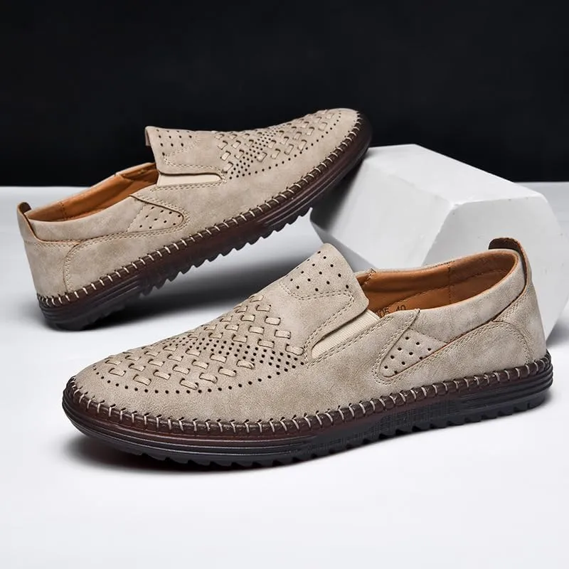 Carter James Genuine Leather Loafer Mens Comfortable Casual Slip On Loafers Lightweight Breathable Walking Shoes