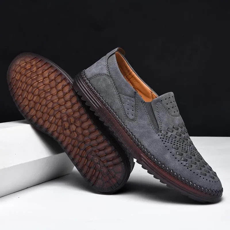 Carter James Genuine Leather Loafer Mens Comfortable Casual Slip On Loafers Lightweight Breathable Walking Shoes