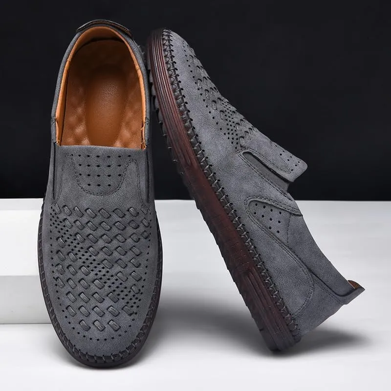 Carter James Genuine Leather Loafer Mens Comfortable Casual Slip On Loafers Lightweight Breathable Walking Shoes