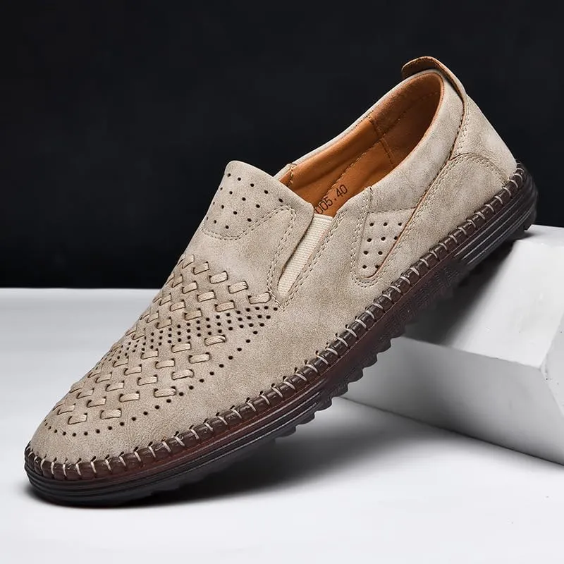 Carter James Genuine Leather Loafer Mens Comfortable Casual Slip On Loafers Lightweight Breathable Walking Shoes