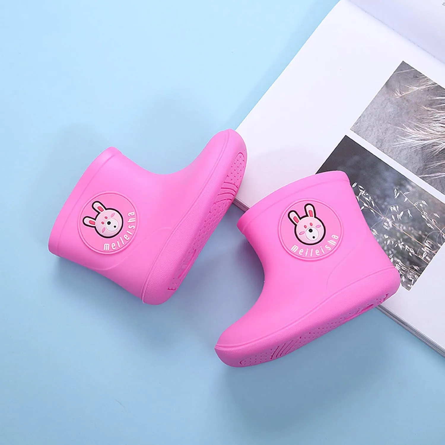 Children's Spring Fall Waterproof Cartoon Rain Boots for Kids Toddler Baby Boys Girls Ankle Jelly Anti-Slip Rainshoes