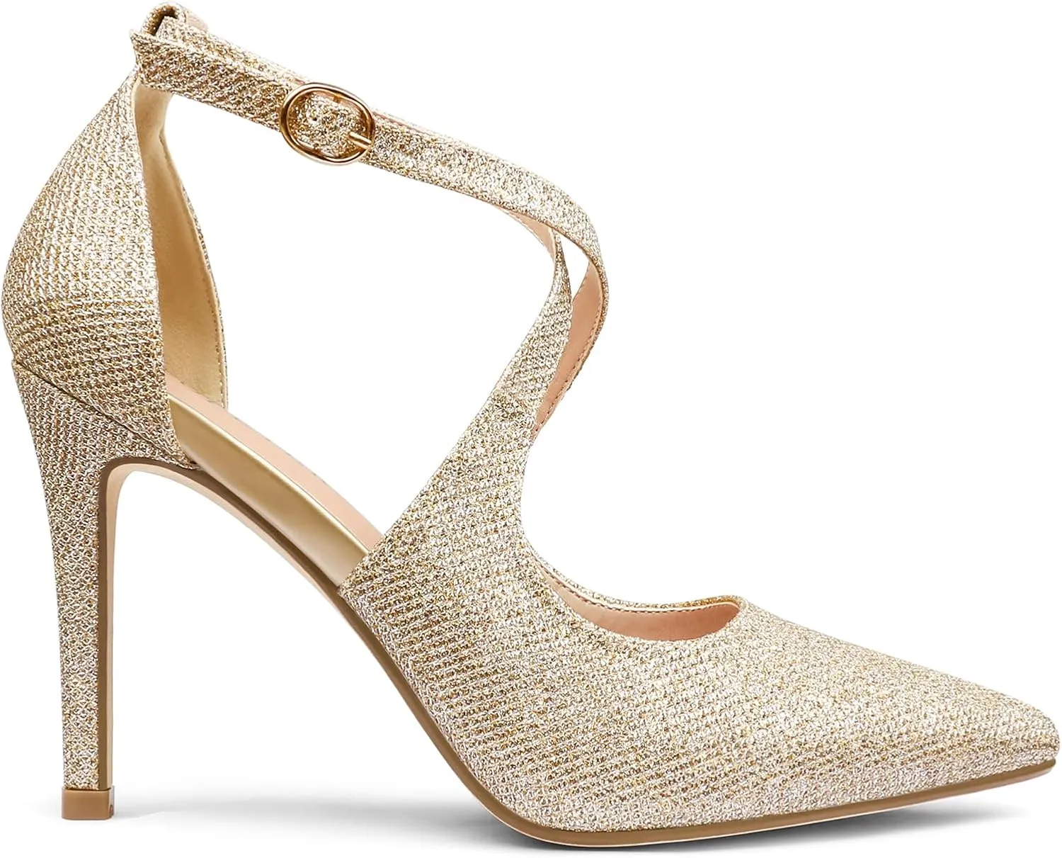 COLETER Womens 4" Pointed Toe D'Orsay Pumps Stilettos High Heel Crossed Ankle Strap Dress Shoes