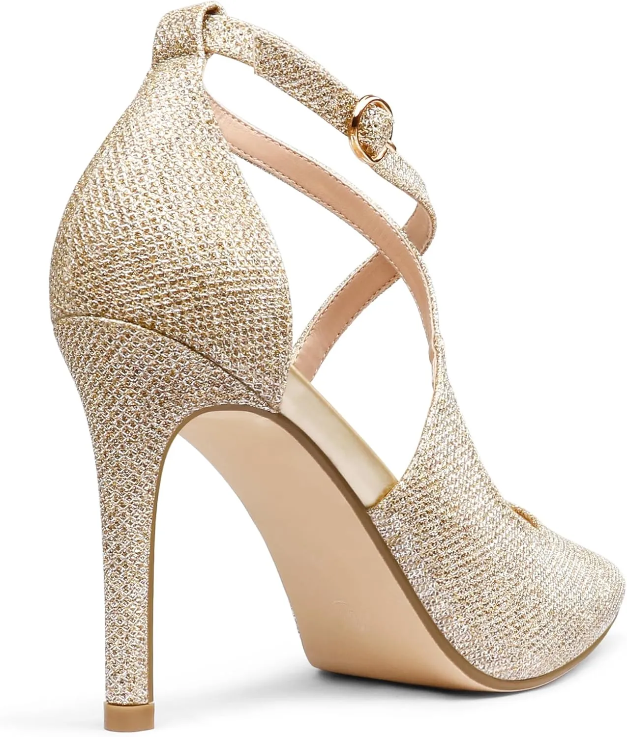 COLETER Womens 4" Pointed Toe D'Orsay Pumps Stilettos High Heel Crossed Ankle Strap Dress Shoes