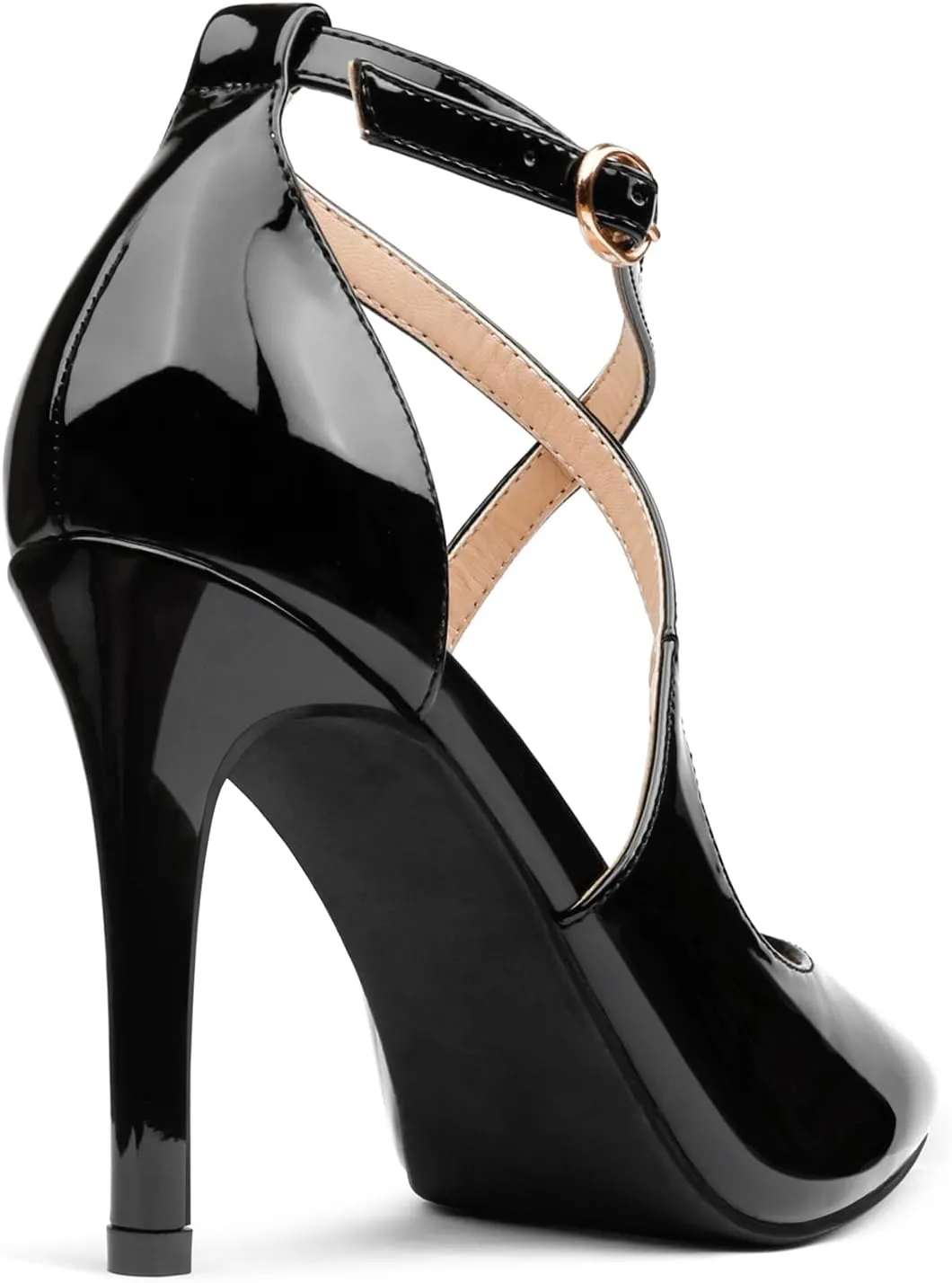 COLETER Womens 4" Pointed Toe D'Orsay Pumps Stilettos High Heel Crossed Ankle Strap Dress Shoes