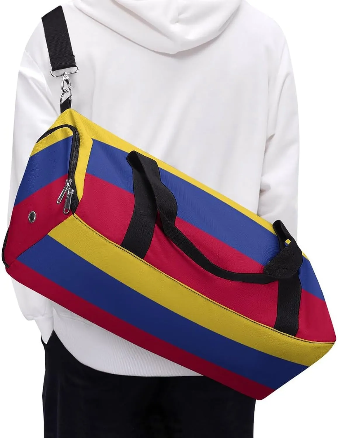Colombia Flag Duffel Bag for Boys Girls with Waterproof Shoe Compartment Travel