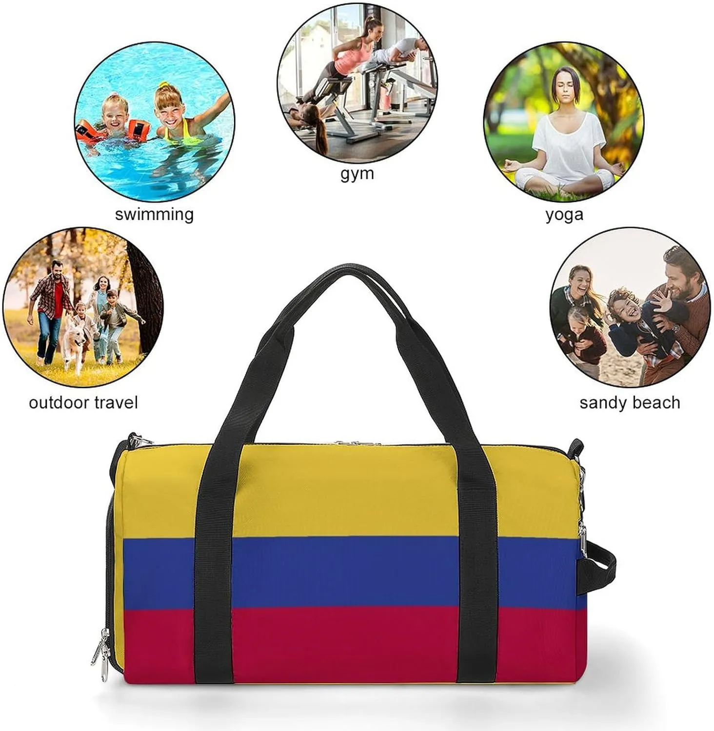 Colombia Flag Duffel Bag for Boys Girls with Waterproof Shoe Compartment Travel