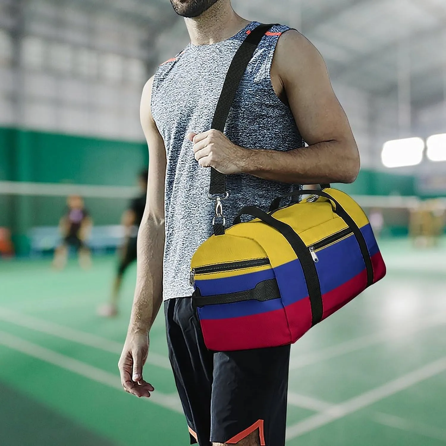 Colombia Flag Duffel Bag for Boys Girls with Waterproof Shoe Compartment Travel
