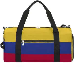 Colombia Flag Duffel Bag for Boys Girls with Waterproof Shoe Compartment Travel