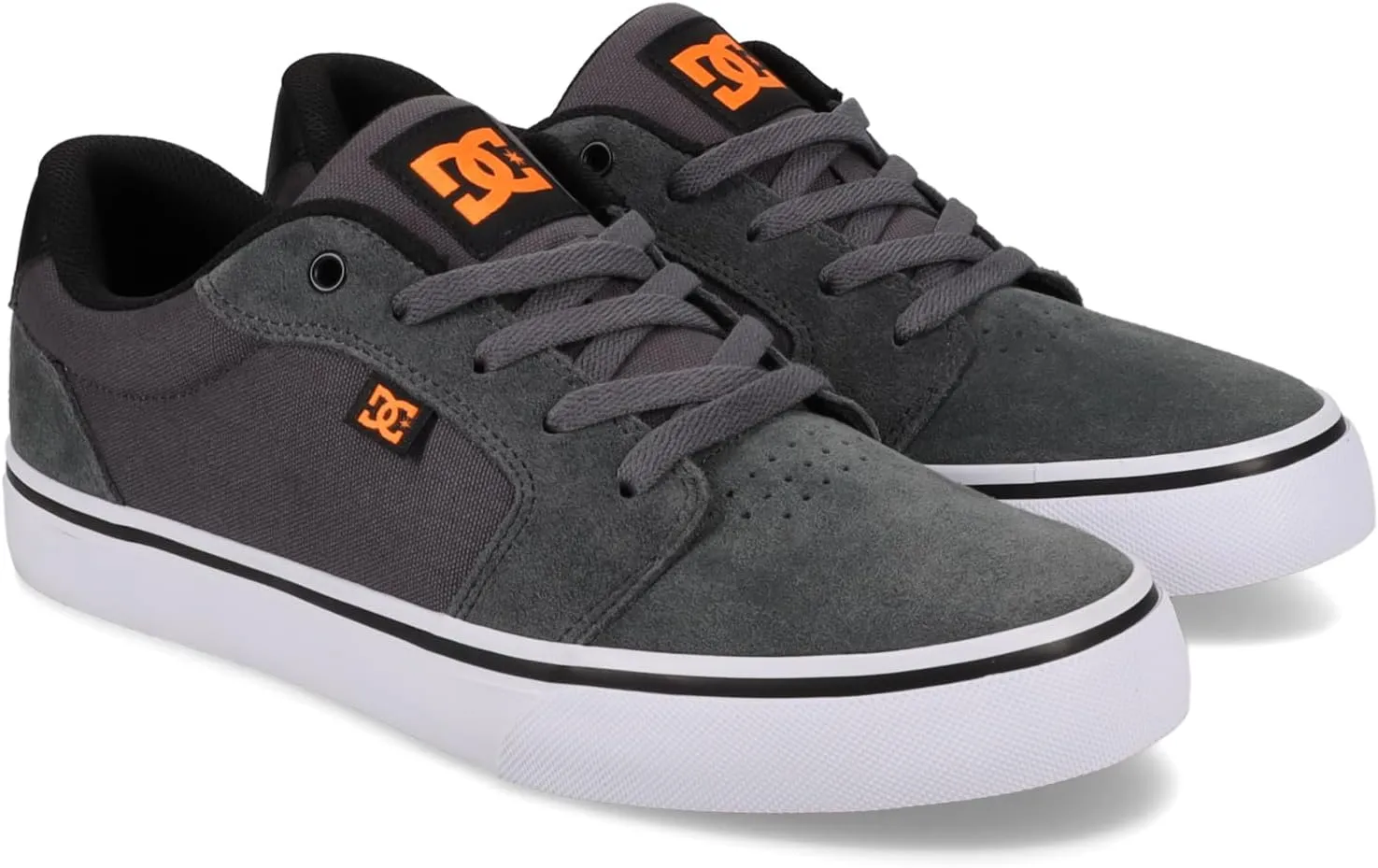 DC Men's Anvil Casual Skate Sneaker, Grey/Black/Orange, 8