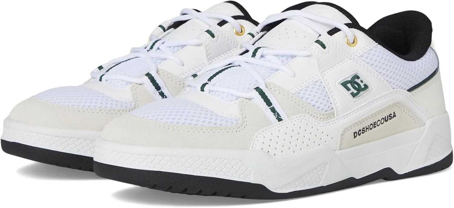 DC Men's Construct Skate Shoe, White/Black/Green, 7.5