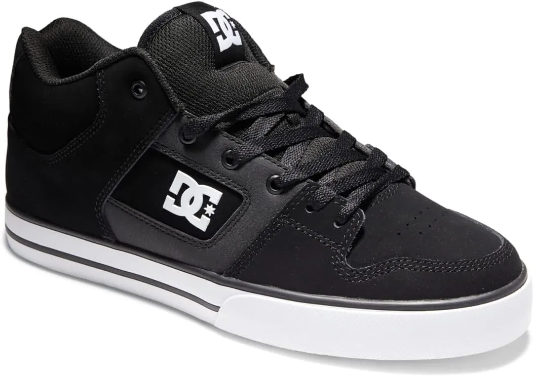 DC Men's Pure MID Casual Skate Shoe, Black/White, 11
