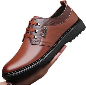 Dress Shoes for Men Men's Casual Cowhide Leather Loafers Spring Autumn Black Round Toe Business Shoes