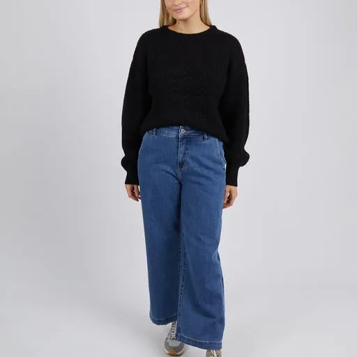 Elliot Cable Knit Jumper - Black