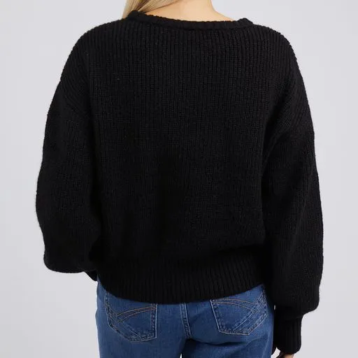 Elliot Cable Knit Jumper - Black