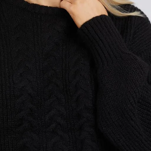 Elliot Cable Knit Jumper - Black