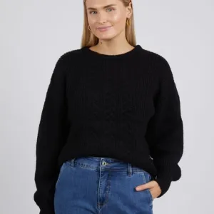 Elliot Cable Knit Jumper - Black