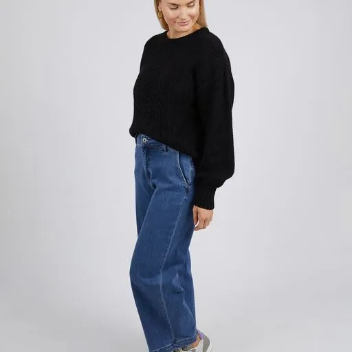 Elliot Cable Knit Jumper - Black