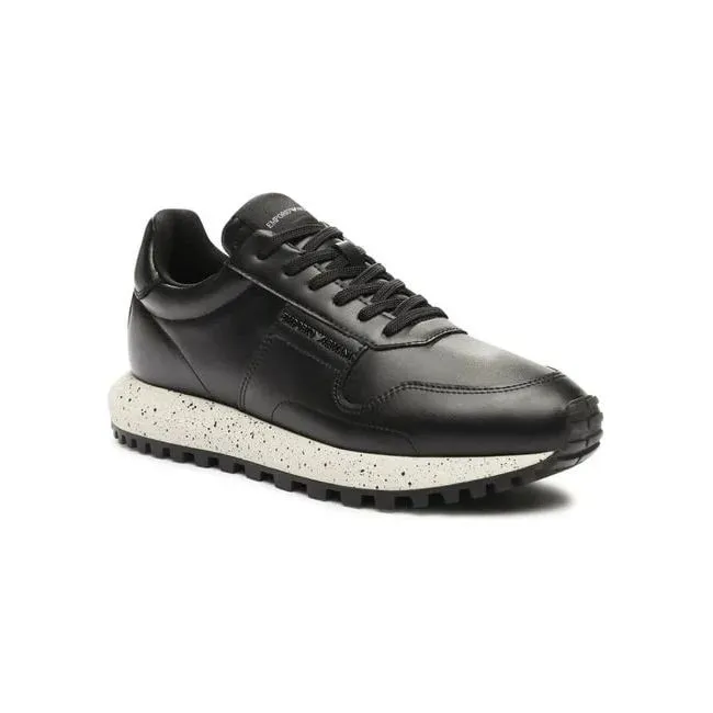 EMPORIO ARMANI SUSTAINABILITY VALUES RECYCLED LEATHER SNEAKERS