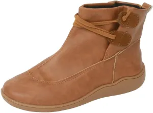 Fall Boots Womens Flat Western Ankle Boots Round Toe Cowboy Cowgirl Arch Support Walking Short Bootie