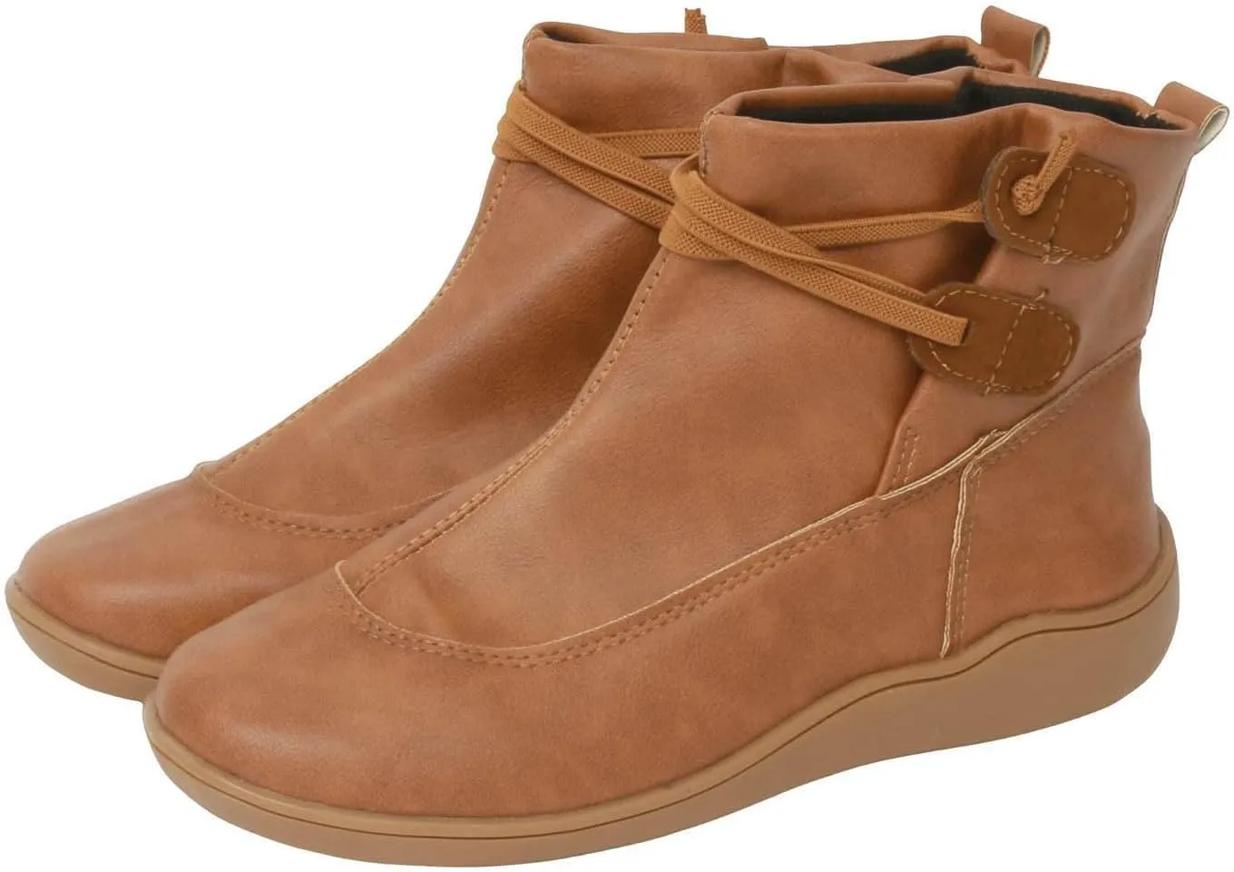 Fall Boots Womens Flat Western Ankle Boots Round Toe Cowboy Cowgirl Arch Support Walking Short Bootie
