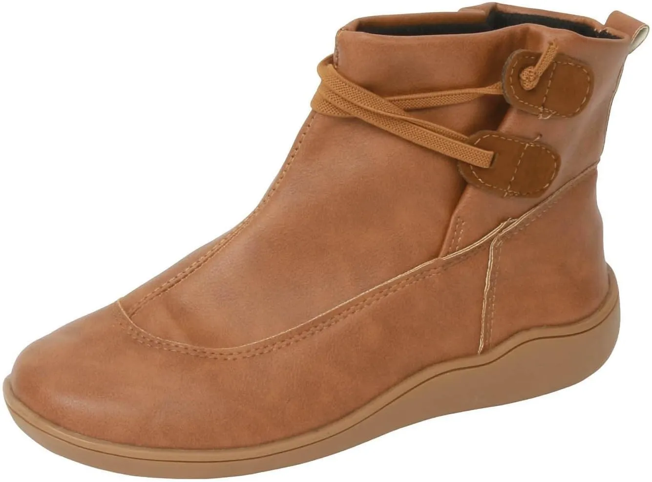 Fall Boots Womens Flat Western Ankle Boots Round Toe Cowboy Cowgirl Arch Support Walking Short Bootie