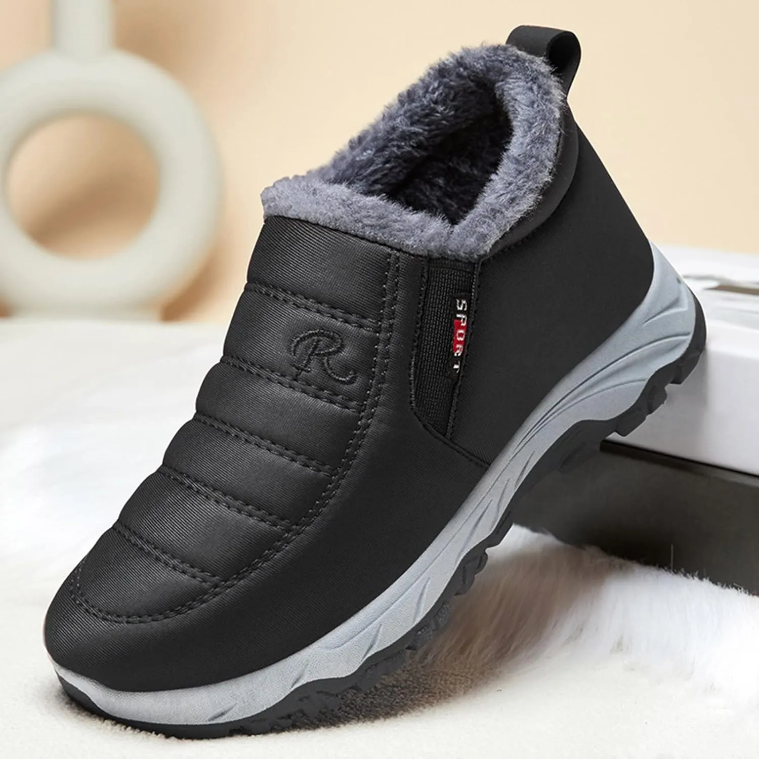 Fall Boots Womens Platform Fur Lined Winter Snow Boots Outdoor Hiking Boots Warm Waterproof Ankle Booties