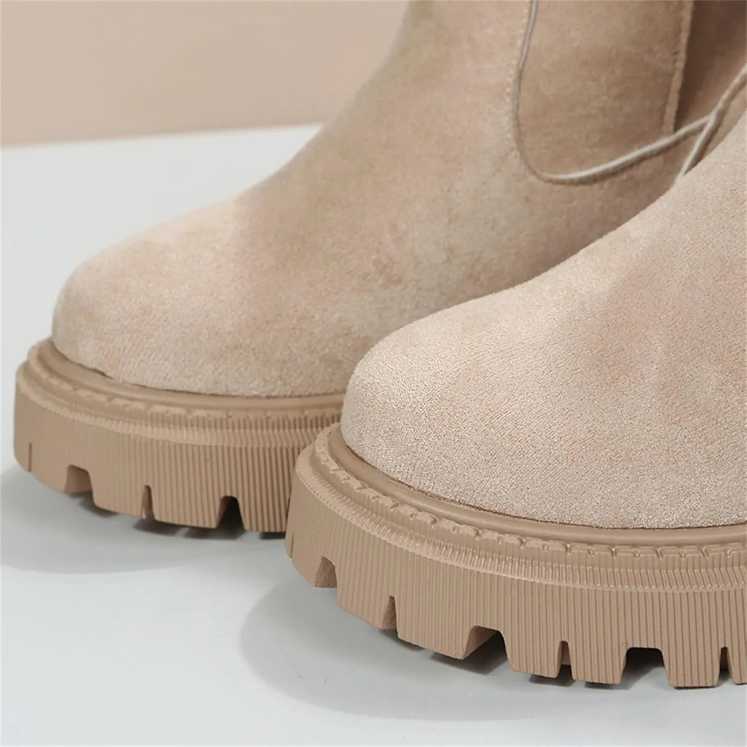 Fall Boots Womens Water Resistant Snow Boots Fuzzy Fur Lined Lug Sole Anti Slip Combat Ankle Booties with Side Zip