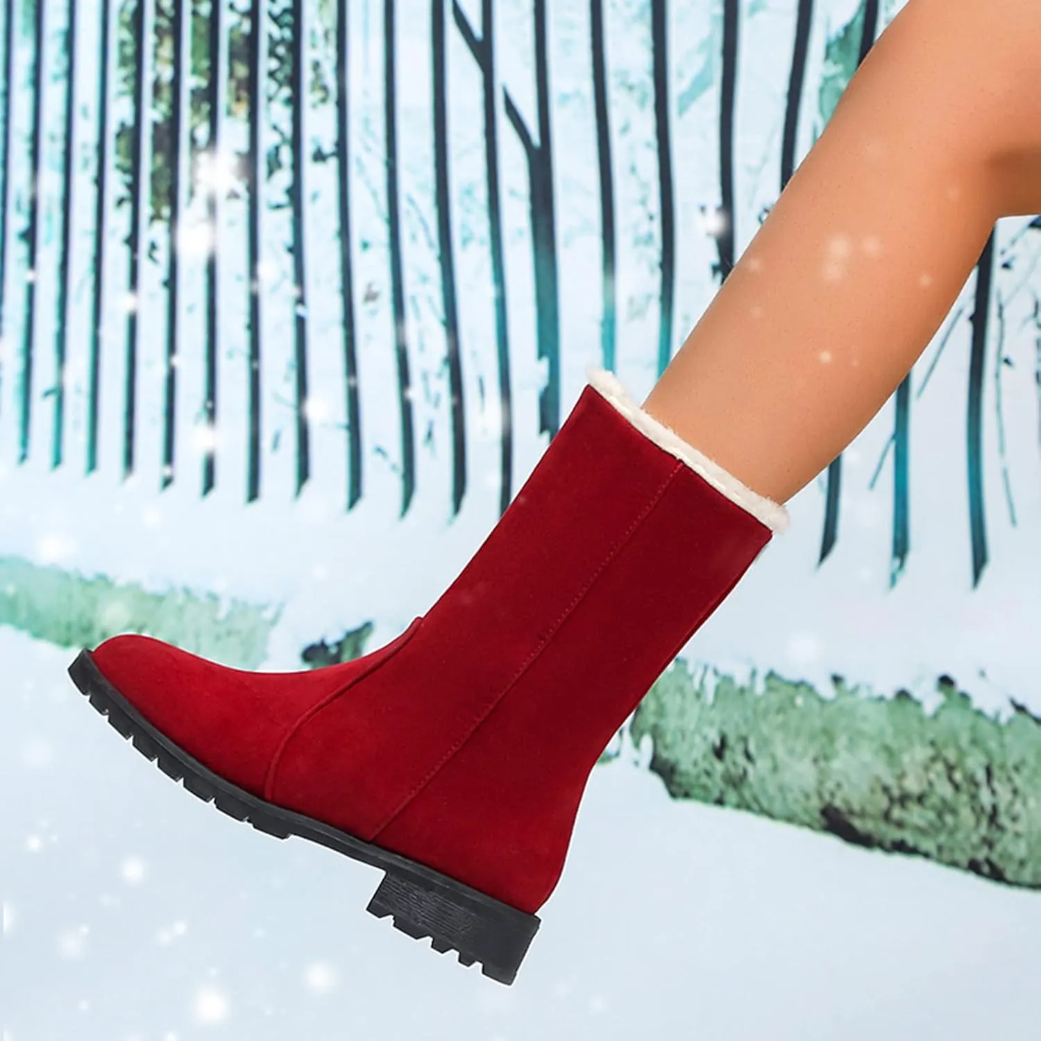 Fall Winter Boots for Women 2024 Botas De Nieve Para Hombre Womens Slip On Boots Pink Fuzzy Boots Winter Brown Fur Boots for Women Waterproof Deals Cheap