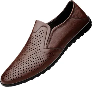 Fashion Mens Loafers Shoes Hollow Pu Leather Tuxedo Party Round Toe Anti-Slip Non Slip Wedding Slip-on