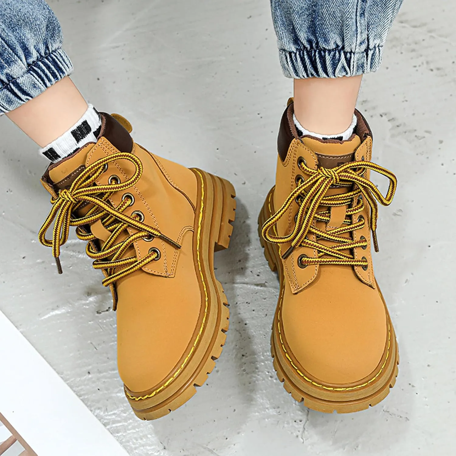 FLIOZY Kids Ankle Boots Boys Fashion Lace Up Work Boots Outdoor Comfort Combat Boots