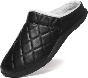 FolHaoth Mens Cozy Slippers Waterproof Oxford Cloth Arch Support House slippers Soft Warm Non-slip Indoor Outdoor Shoes